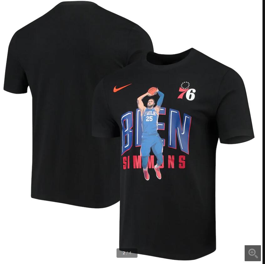 2020 NBA Men Ben Simmons Philadelphia 76ers Nike Hero Performance TShirt  Black->nba t-shirts->Sports Accessory